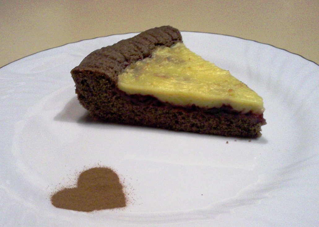 torta al cioccolato con crema e marmellata